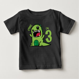 T-shirt Pour Bébé Rawr I'm 3, 3e Anniversaire Chemise Dinosaur