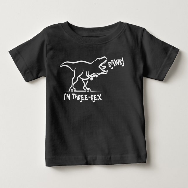 T-shirt Pour Bébé Rawr je suis Trois -Rex Chemise d'anniversaire 3 a (Devant)
