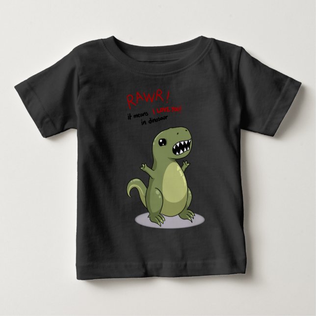 T-shirt Pour Bébé Rawr veut dire que je t'aime à Dinosaur (Devant)