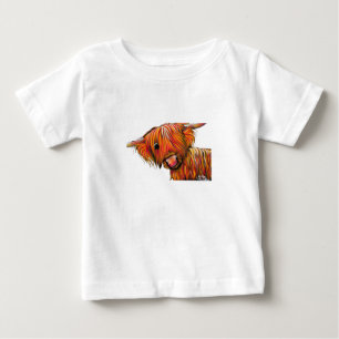 T-shirt Pour Bébé Rayon écossais d'impression des montagnes de vach