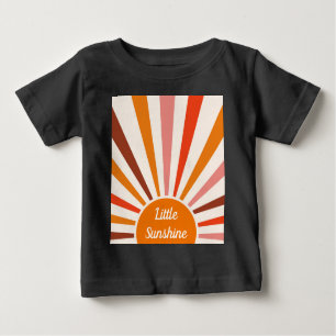 T-shirt Pour Bébé Rayons Soleil Rétro Coucher Soleil Orange Jaune Ro