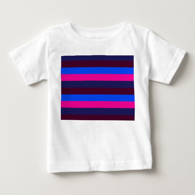 T-shirt Pour Bébé Rayures néon de minuit (Devant)