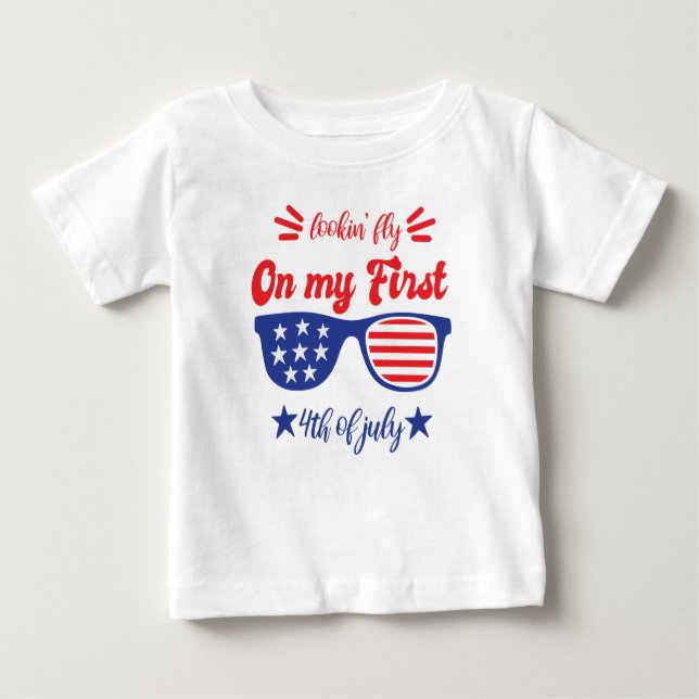 T-shirt Pour Bébé Recherche de vol sur mon premier 4 juillet (Devant)
