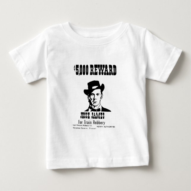 T-shirt Pour Bébé Recherché Jesse James (Devant)