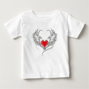 T-shirt Pour Bébé Red Angel Coeur avec ailes