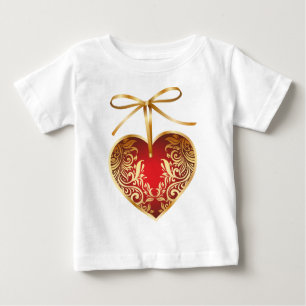 T-shirt Pour Bébé Red Damask Heart