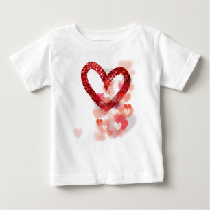 T-shirt Pour Bébé Red Faux Parties scintillant Coeur & Coeur Cluster