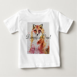 T-shirt Pour Bébé Red Fox Watercolor Premier anniversaire Baby Boys