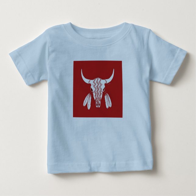 T-shirt Pour Bébé Red Ghost Dance Buffalo bébé bleu T-shirt (Devant)
