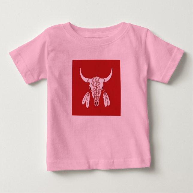 T-shirt Pour Bébé Red Ghost Dance Buffalo t-shirt rose bébé (Devant)
