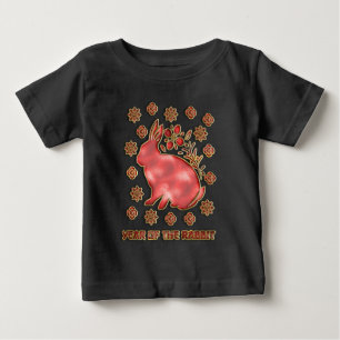 T-shirt Pour Bébé Red Gold 2023 Rabbit Lunaire Chinois Nouvel An
