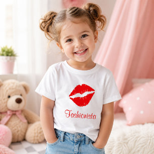 T-shirt Pour Bébé Red Listick Print Fashionista
