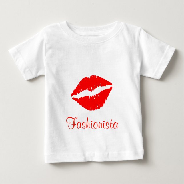 T-shirt Pour Bébé Red Listick Print Fashionista (Devant)