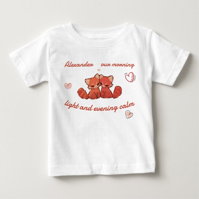 T-shirt Pour Bébé Red Panda Baby Tee – Custom Name (Devant)