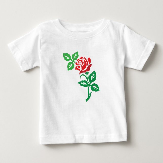 T-shirt Pour Bébé Red Rose Flower Design – Classic Floral Beauty (Devant)