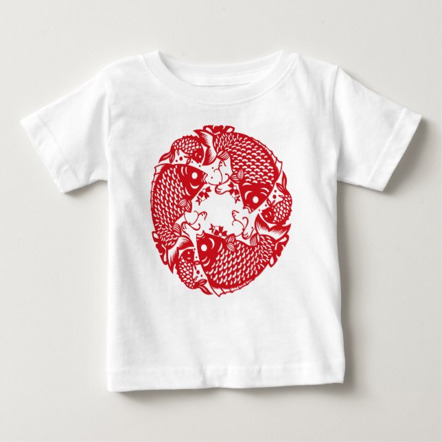 T-shirt Pour Bébé Red Whirling Koi Carp Fish Group Baby Tutu B (Devant)