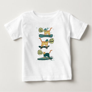 T-shirt Pour Bébé Regarde Meowt ! Skateboard Surf Snowboard Tabby Ca