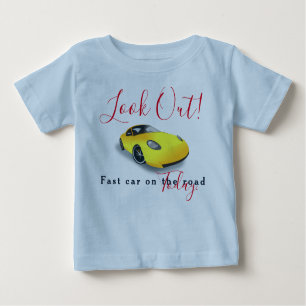 T-shirt Pour Bébé Regardez La Voiture Jaune Rapide