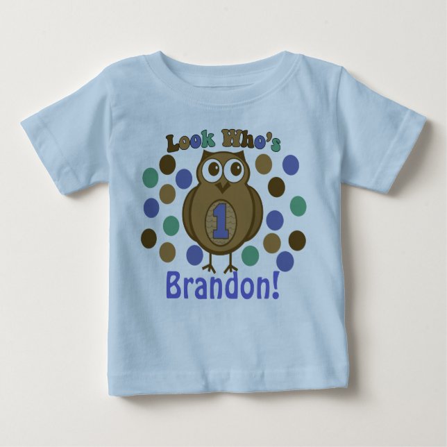 T-shirt Pour Bébé Regardez qui est 1 Chouette première chemise d'ann (Devant)