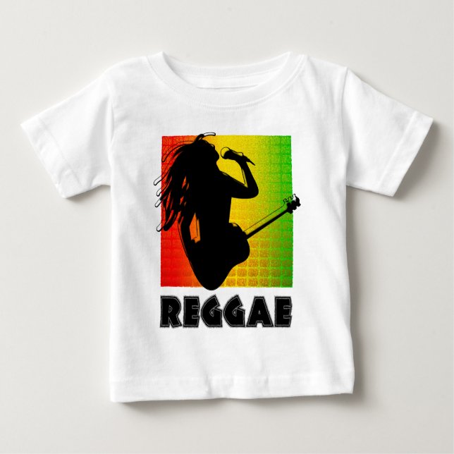 T-shirt Pour Bébé Reggae cool Rasta Musique Guitare Jouer Rastaman (Devant)