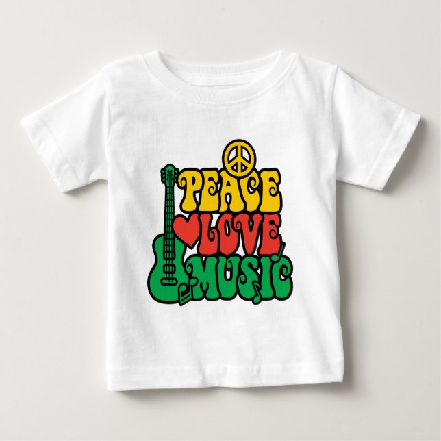 T-shirt Pour Bébé Reggae Peace Love Music (Devant)
