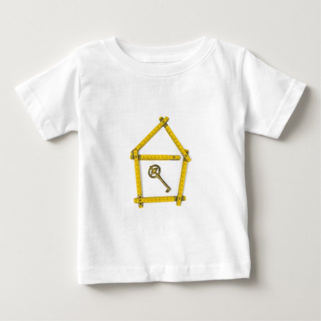 T-shirt Pour Bébé règle de pliage, forme de maison et clé (Devant)