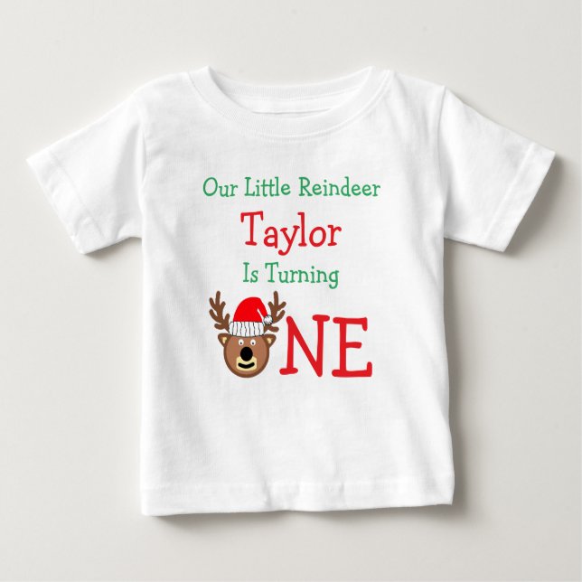 T-shirt Pour Bébé Reindeer 1er anniversaire (Devant)