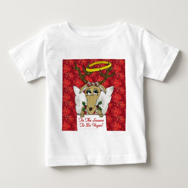 T-shirt Pour Bébé Reindeer Angel C'est la saison d'être Vegan (Devant)