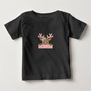 T-shirt Pour Bébé Reindeer élégant avec des Vibes rose et or