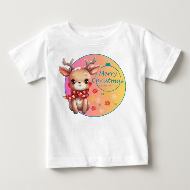 T-shirt Pour Bébé Reindeer Joy : Le thé de Noël parfait (Devant)