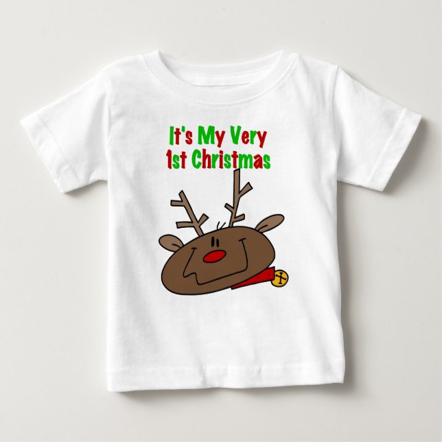 T-shirt Pour Bébé Reindeer Très 1er Noël (Devant)