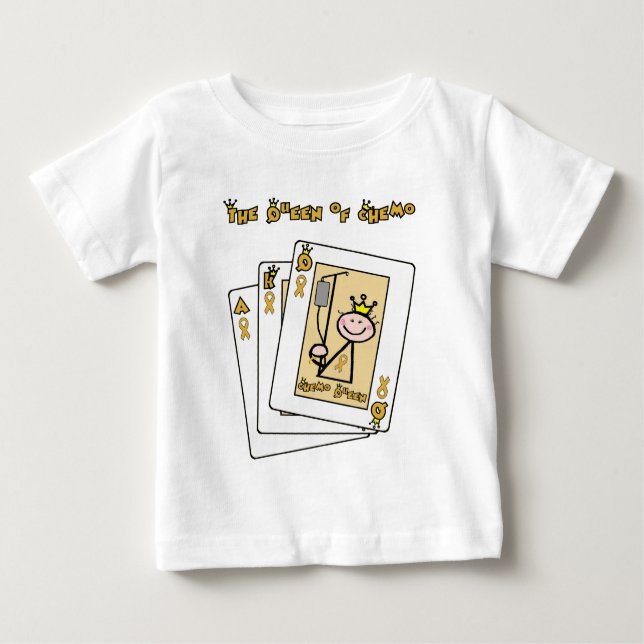 T-shirt Pour Bébé Reine de chimio - ruban d'or de Cancer d'enfance (Devant)