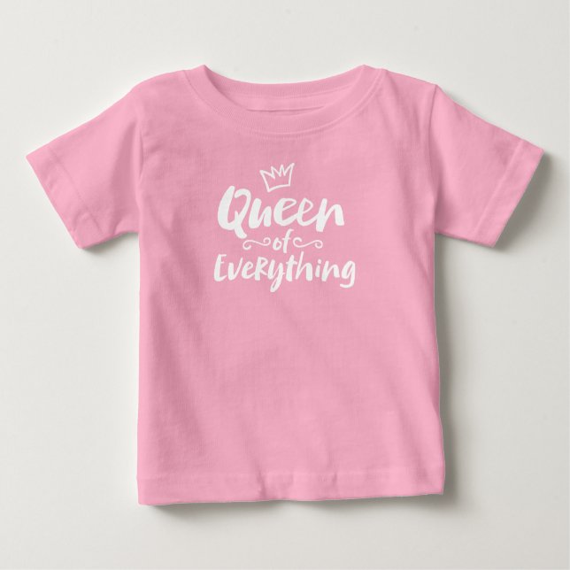 T-shirt Pour Bébé REINE de tout - Drôle pinceau blanc (Devant)
