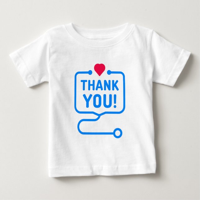 T-shirt Pour Bébé Remerciements| Stéthoscope cardiaque (Devant)