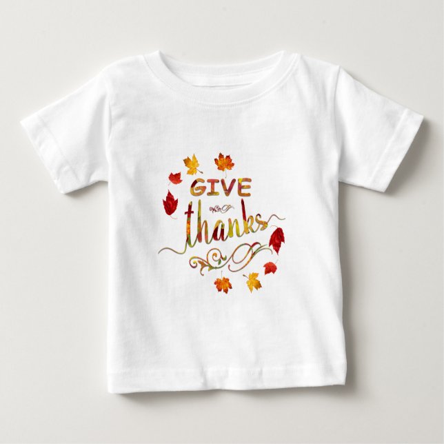 T-shirt Pour Bébé Remercier Automne Russe Thanksgiving Monogramme (Devant)