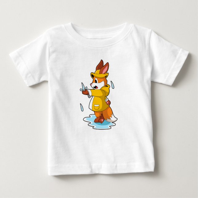 T-shirt Pour Bébé Renard à la pluie avec gouttes de pluie (Devant)