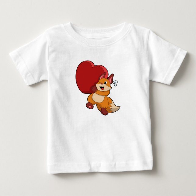 T-shirt Pour Bébé Renard à l'amour avec le coeur (Devant)