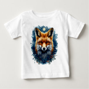 T-shirt Pour Bébé Renard Aesthetic Lune Forestière Aquarelle