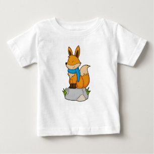 T-shirt Pour Bébé Renard avec Écharpe sur Rocher