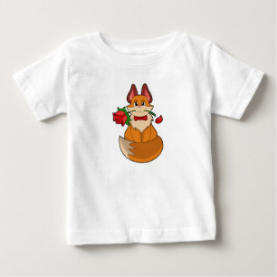 T-shirt Pour Bébé Renard avec fleur Rose
