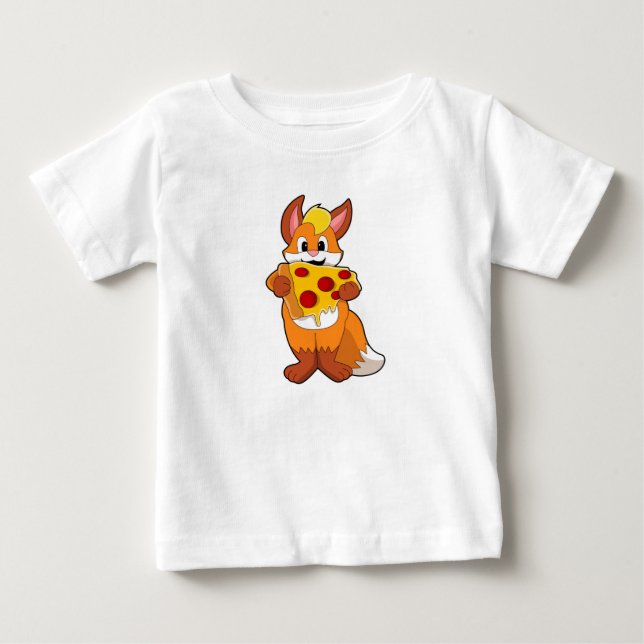 T-shirt Pour Bébé Renard avec pizza (Devant)