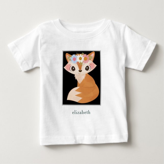 T-shirt Pour Bébé Renard bébé adorable personnalisé (Devant)