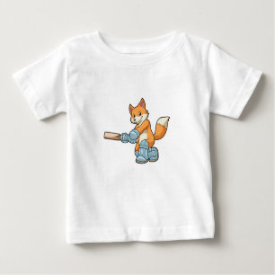 T-shirt Pour Bébé Renard comme batteur avec chauve-souris de cricket
