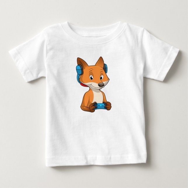 T-shirt Pour Bébé Renard comme joueur avec Joystick (Devant)