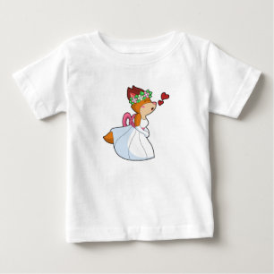 T-shirt Pour Bébé Renard comme mariée avec robe de mariée et couronn