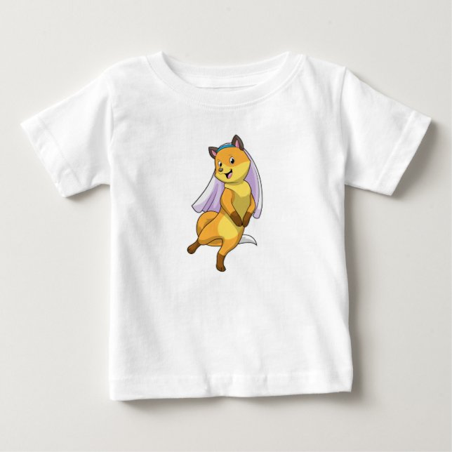 T-shirt Pour Bébé Renard comme mariée avec voile (Devant)