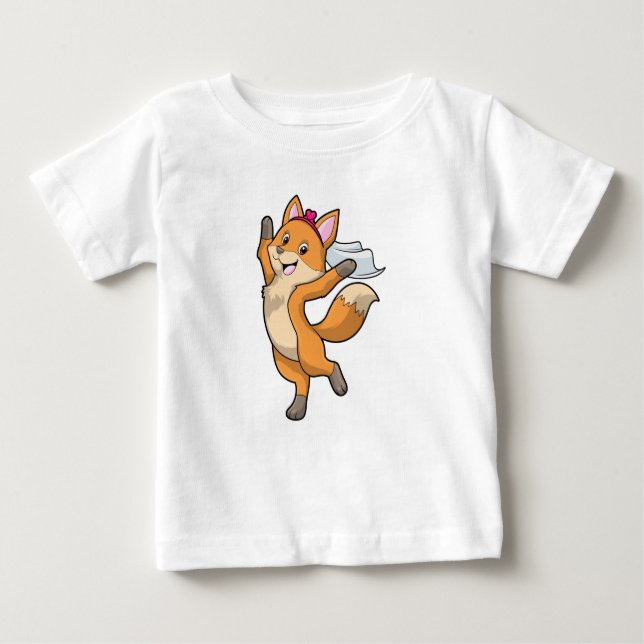 T-shirt Pour Bébé Renard comme mariée avec Voile & Coeur (Devant)