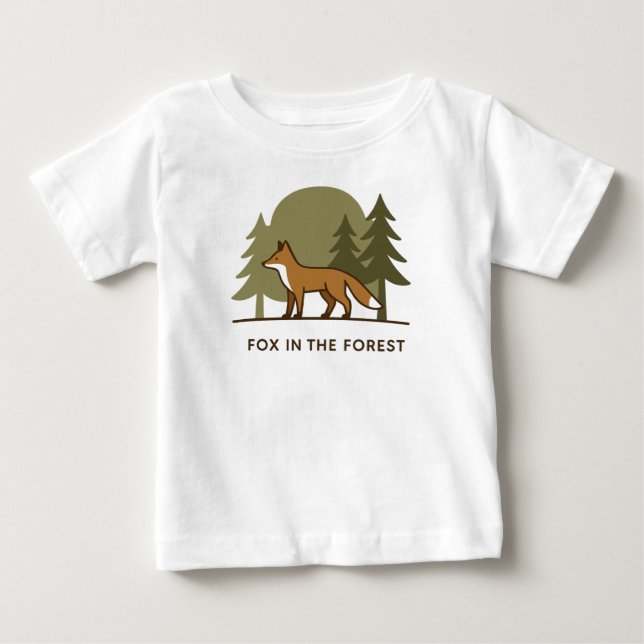 T-shirt Pour Bébé Renard dans la forêt (Devant)