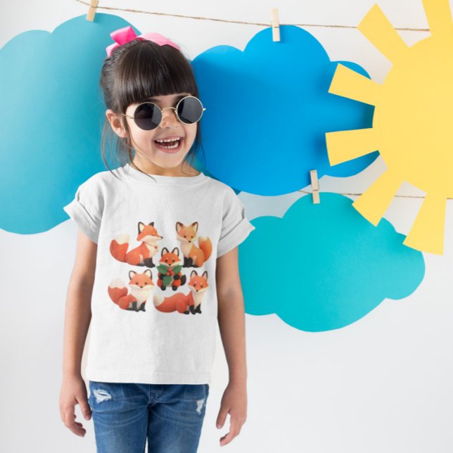 T-shirt Pour Bébé Renard de Noël - Groupe de mignons renards (Créateur téléchargé)