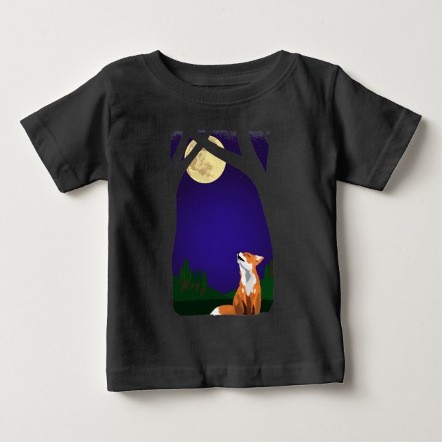 T-shirt Pour Bébé Renard de pleine lune (Devant)